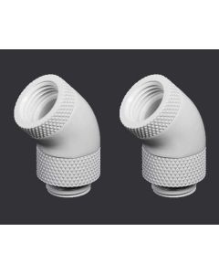 Barrow G1/4" 45 Degree Dual Rotary Adapter Fitting - White 2 Pack